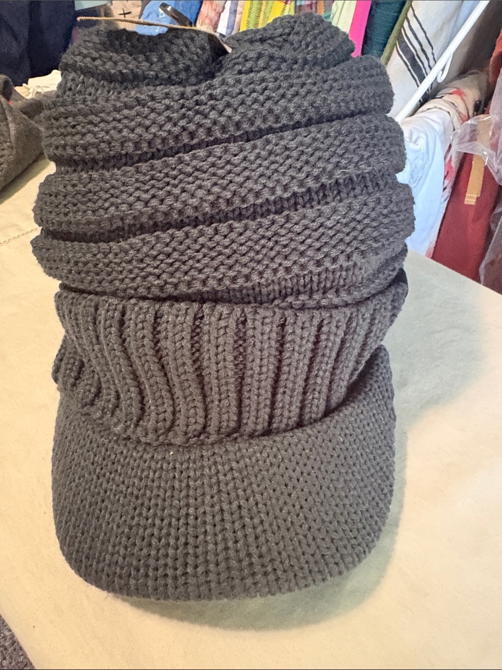 C.C Chunky Knit Visor Beanie - Charcoal